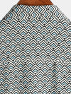 Men's Casual Vintage Geometric Button Up Holiday Summer Retro Short Sleeve Shirt