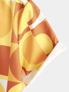 Men's Summer Retro Button Up Vintage Orange 70s Geometric Disco Summer Beach Cool Short Sleeve Shirt