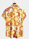Bundle Of 2 | Men's 70s Retro Button Up Vintage Geometric Circle Summer Beach Short Sleeve Shirts