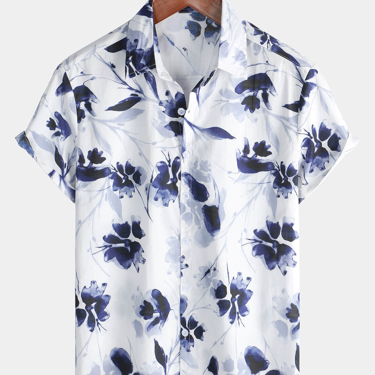 Men's Summer Holiday Hawaiian Floral Button Up Short Sleeve Shirt