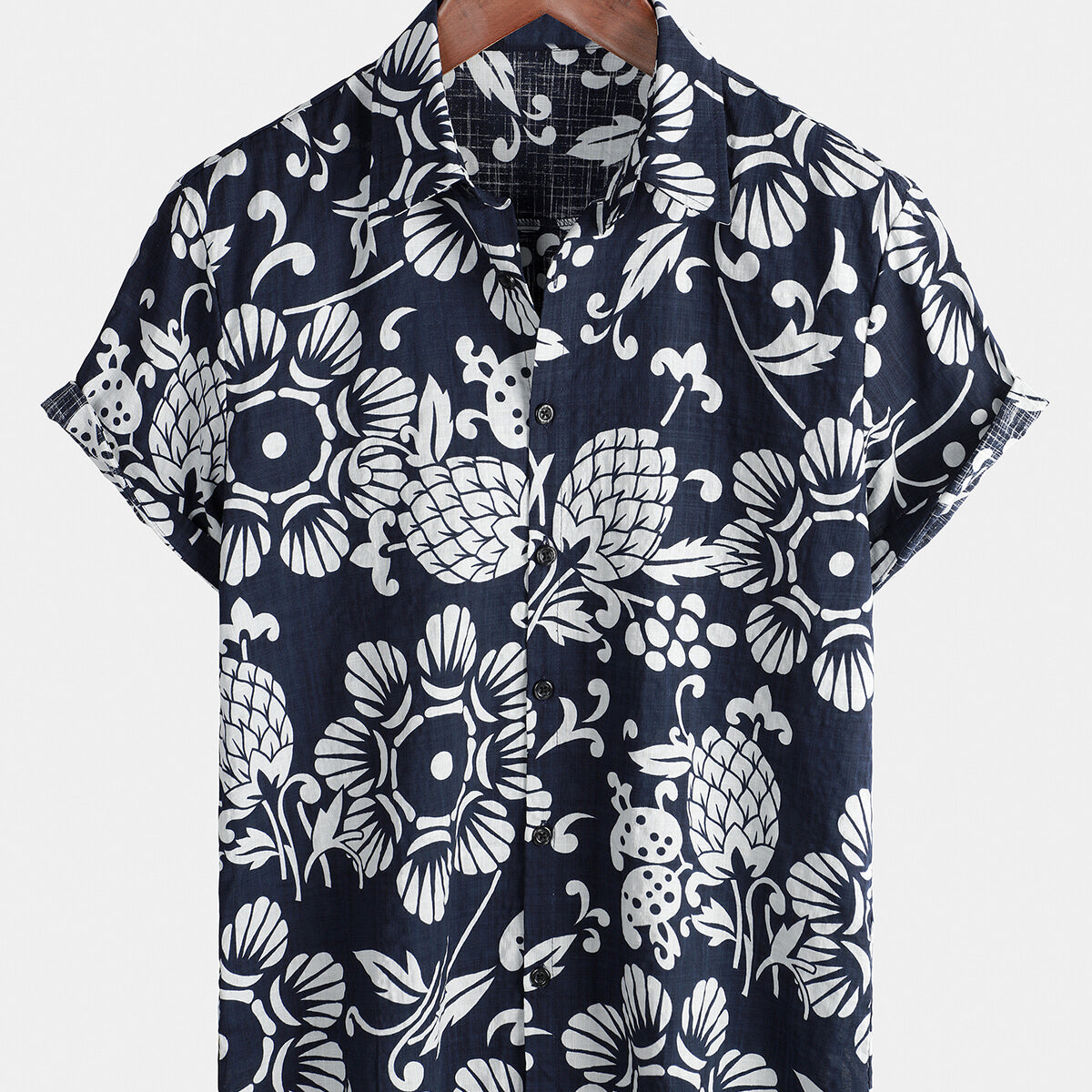 Men's Hawaiian Summer Floral Cotton Button up Short Sleeve Shirt