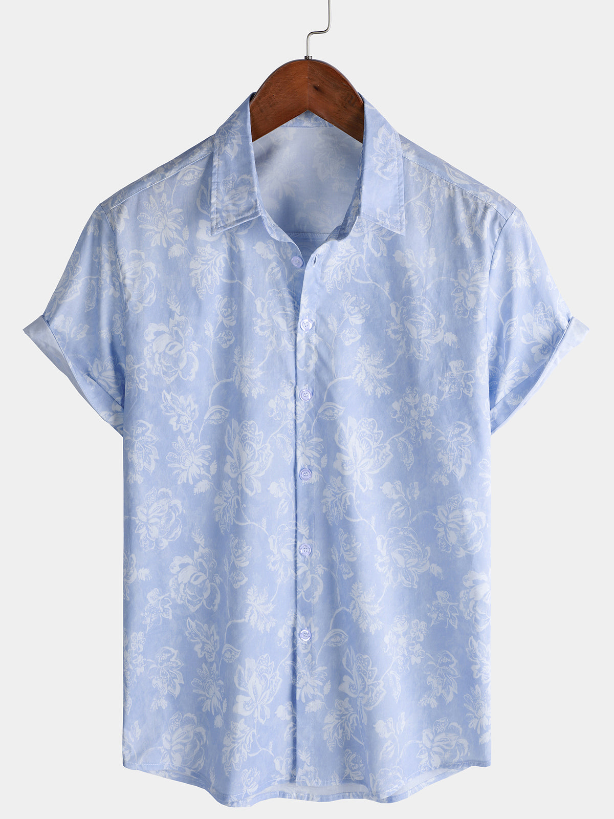 Men's Tropical Floral Graphic Breathable Cotton Short Sleeve Vacation Beach Shirt