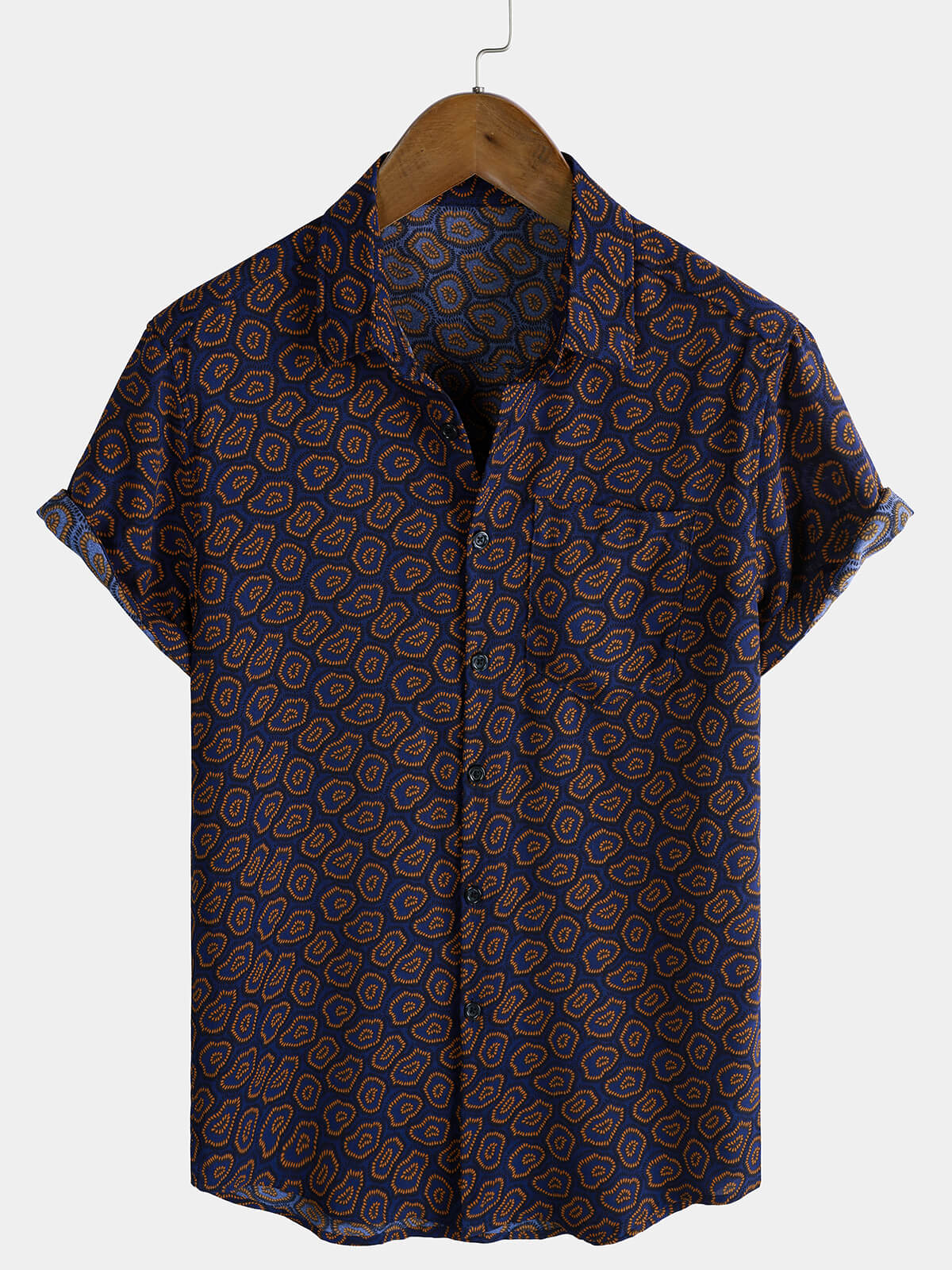 Men's Abstract Print Resort Short Sleeve Pocket Shirt