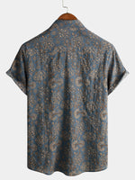 Men's Paisley Vintage Floral 70s Retro Button Up Beach Short Sleeve Shirt