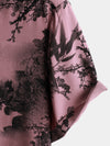Men's Bamboo Floral Cool Summer Hawaiian Rayon Pink Button Up Short Sleeve Shirt