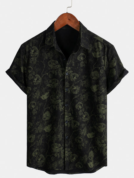 Men's Retro Floral Print Holiday Breathable Hawaiian Short Sleeve Shirt