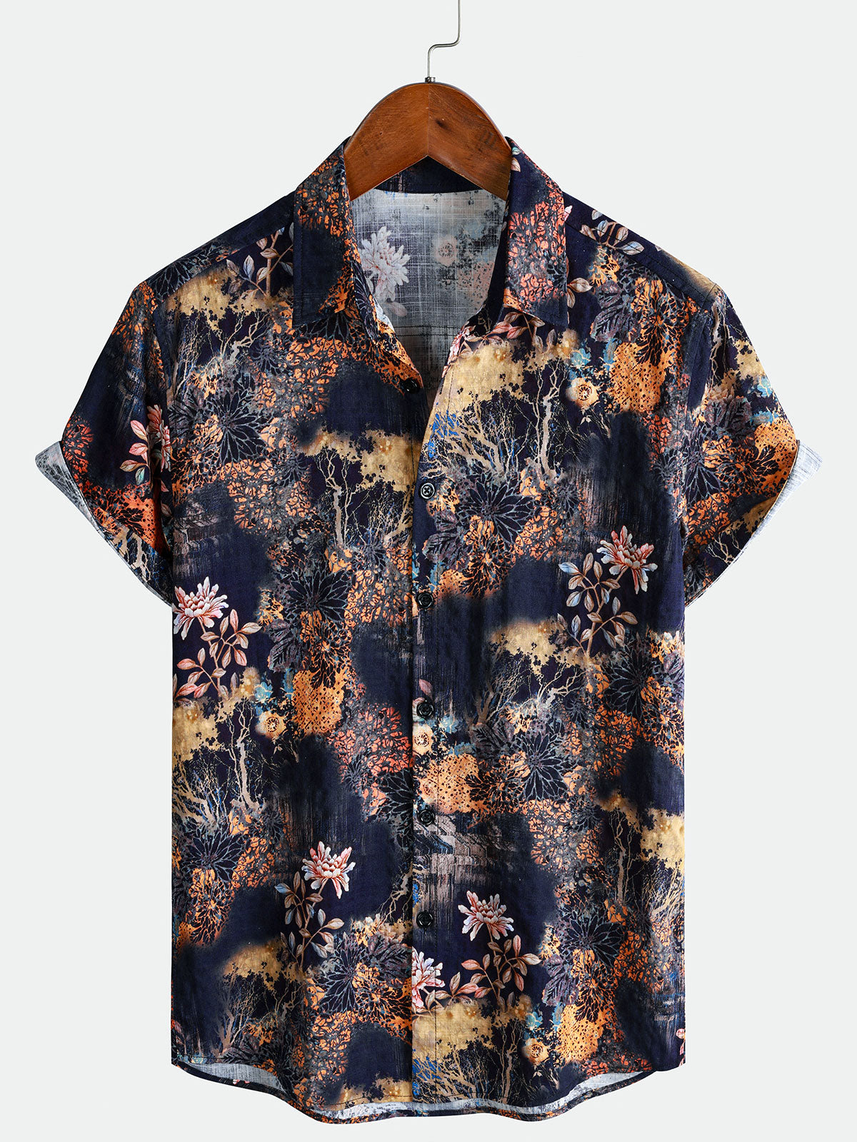 Men's Vintage Floral Summer Holiday Short Sleeve Shirt