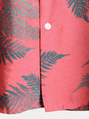 Men's Tropical Leaf Print Pocket Hawaiian Short Sleeve Shirt