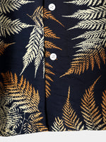 Men's Tropical Leaf Print Pocket Hawaiian Short Sleeve Shirt