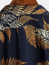 Men's Tropical Leaf Print Pocket Hawaiian Short Sleeve Shirt