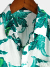 Men's Tropical Leaf Print Pocket Casual Shirt
