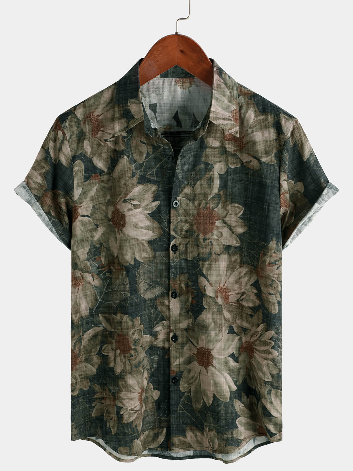 Men's Vintage Floral Casual Holiday Short Sleeve Shirt