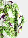 Men's Tropical Leaf Parrot Print Pocket Casual Shirt