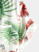 Men's Tropical Leaf Print Pocket Casual Shirt