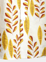 Men's Tropical Leaves Print Pocket Casual Shirt