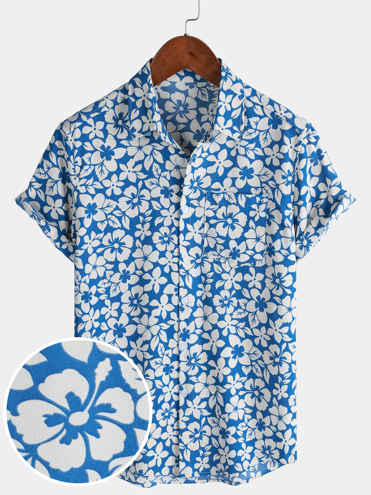 Men's Summer Floral Print Holiday Flower Resort Casual Short Sleeve Shirt