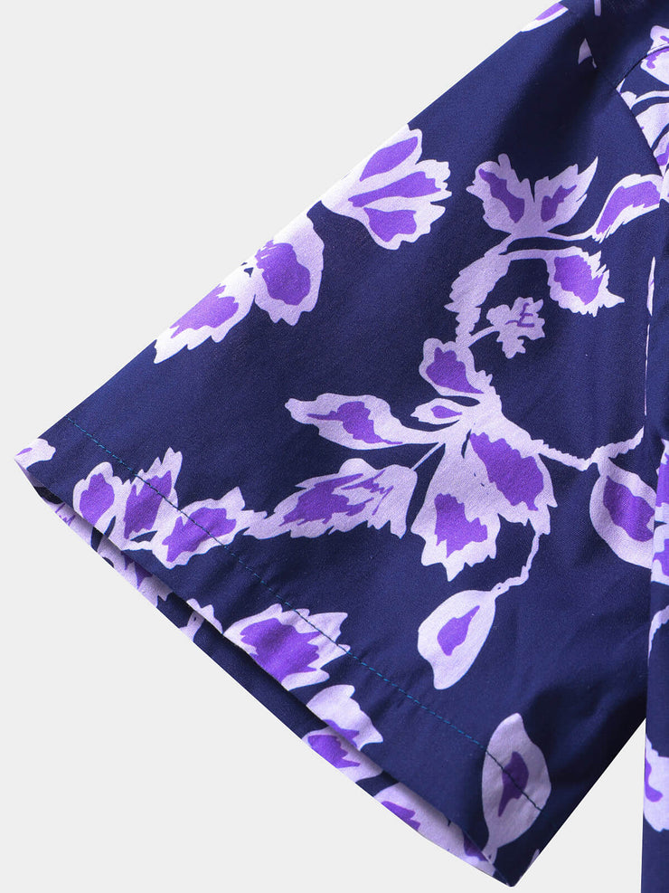 Men Tropical Floral Button Up Shirt