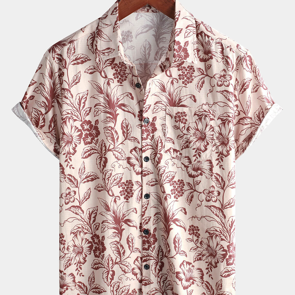 Men's Floral Pink Hawaiian Holiday Short Sleeve Shirt