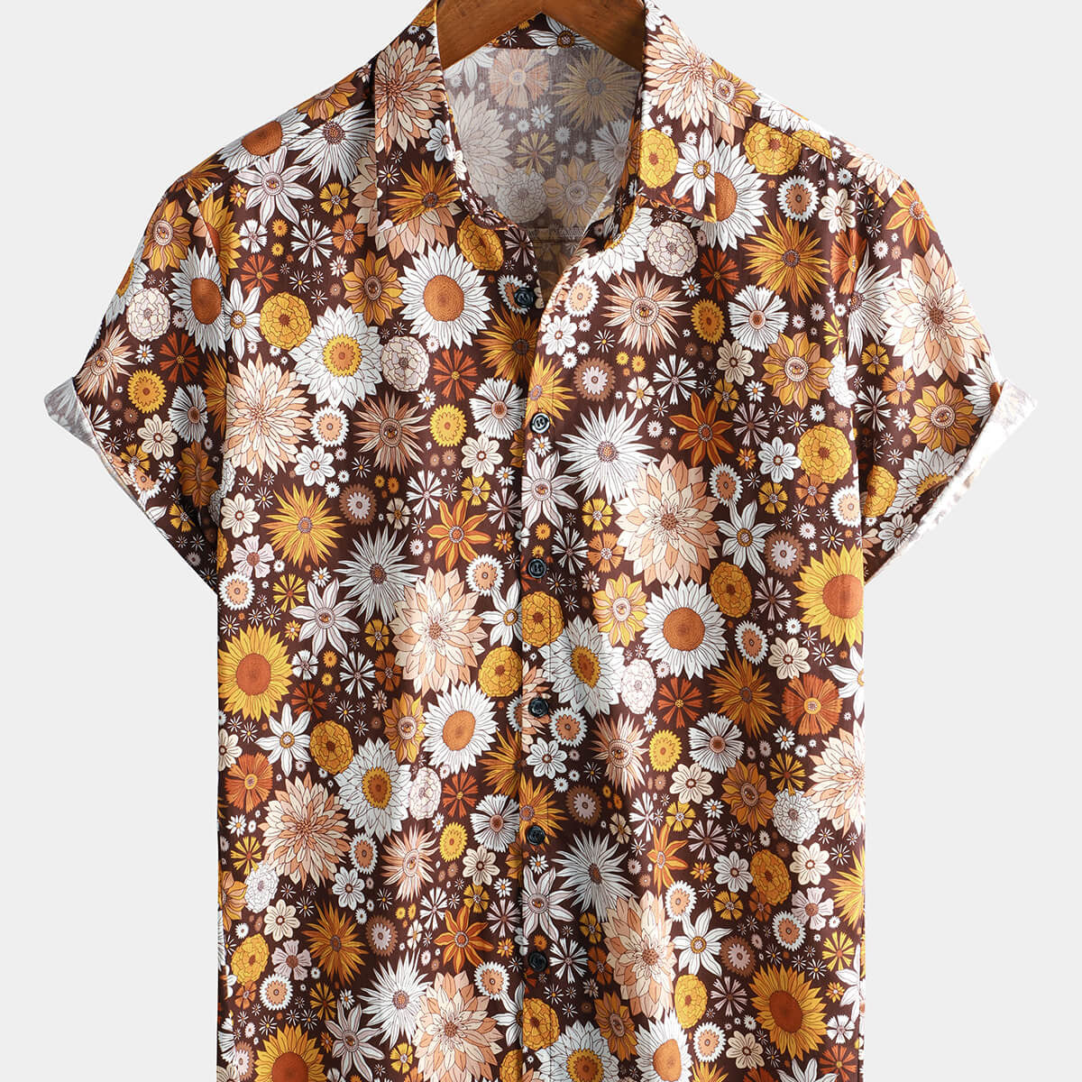 Men's Floral Print Summer Vintage Short Sleeve Shirt