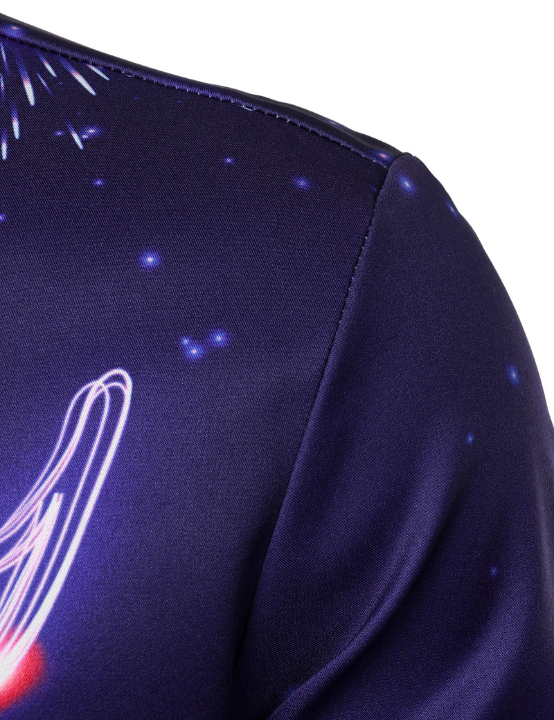 Men's Fireworks Holiday 2024 Happy New Year Party Button Up Long Sleeve Shirt