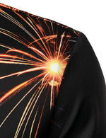 Men's Fireworks Holiday Funny Happy New Year Eve Party Button Up Long Sleeve Shirt