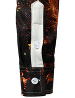 Men's Fireworks Holiday Funny Happy New Year Eve Party Button Up Long Sleeve Shirt