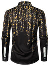 Men's New Year Eve Party Funny Cheers Champagne Celebration Button Black Long Sleeve Shirt