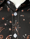Men's Fireworks Holiday Funny New Year Party Button Up Long Sleeve Shirt