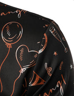 Men's Fireworks Holiday Funny New Year Party Button Up Long Sleeve Shirt