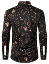 Men's Fireworks Holiday Funny New Year Party Button Up Long Sleeve Shirt