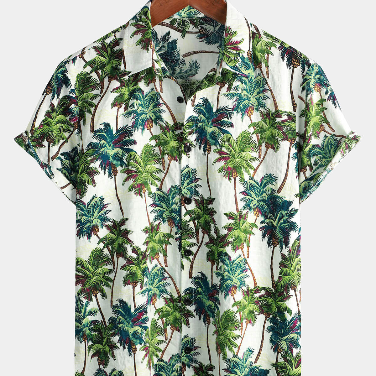 Camisa hawaiana vintage de manga corta con estampado floral tropical para hombre
