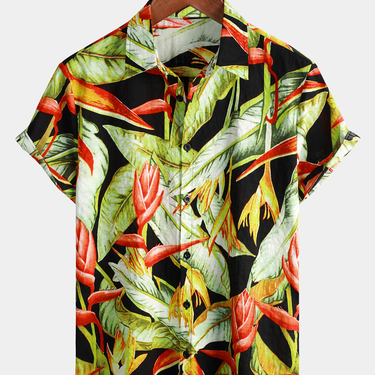 Camisa hawaiana vintage de manga corta de verano con estampado floral tropical para hombre