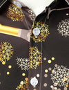 Men's Happy New Year Eve Funny Champagne Celebration Disco Button Up Long Sleeve Shirt
