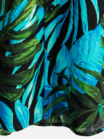 Men's Black Beach Summer Hawaiian Holiday Tropical Button Up Short Sleeve Shirt