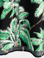 Men's Palm Tree Beach Summer Black Hawaiian Holiday Tropical Button Up Short Sleeve Shirt