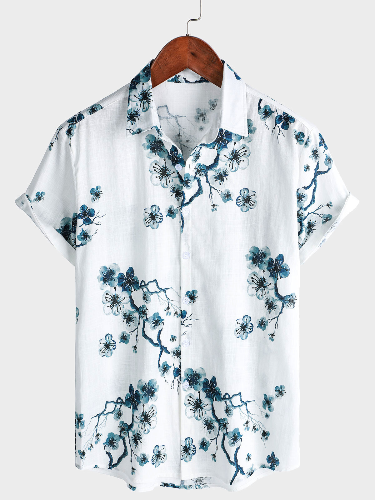 Men's Blossom Summer Button Up Short Sleeve Shirt