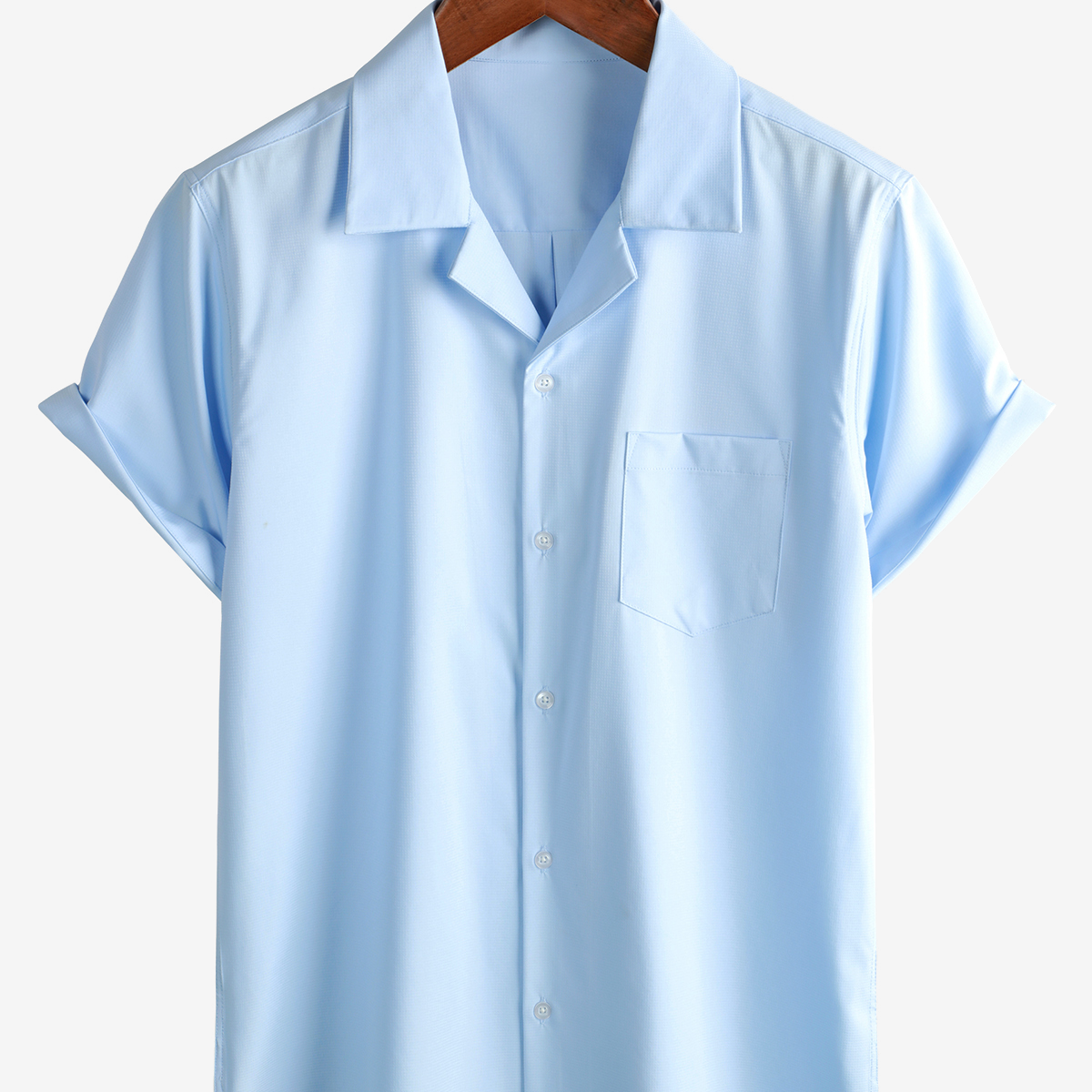 Men's Casual Pocket Plain Short Sleeve Button Up Summer Beach Shirt