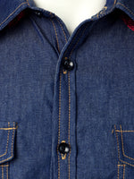 Men's Plaid Flannel Patchwork Denim Casual Button Up Long Sleeve Shirt