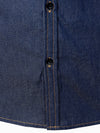 Men's Plaid Flannel Patchwork Denim Casual Button Up Long Sleeve Shirt