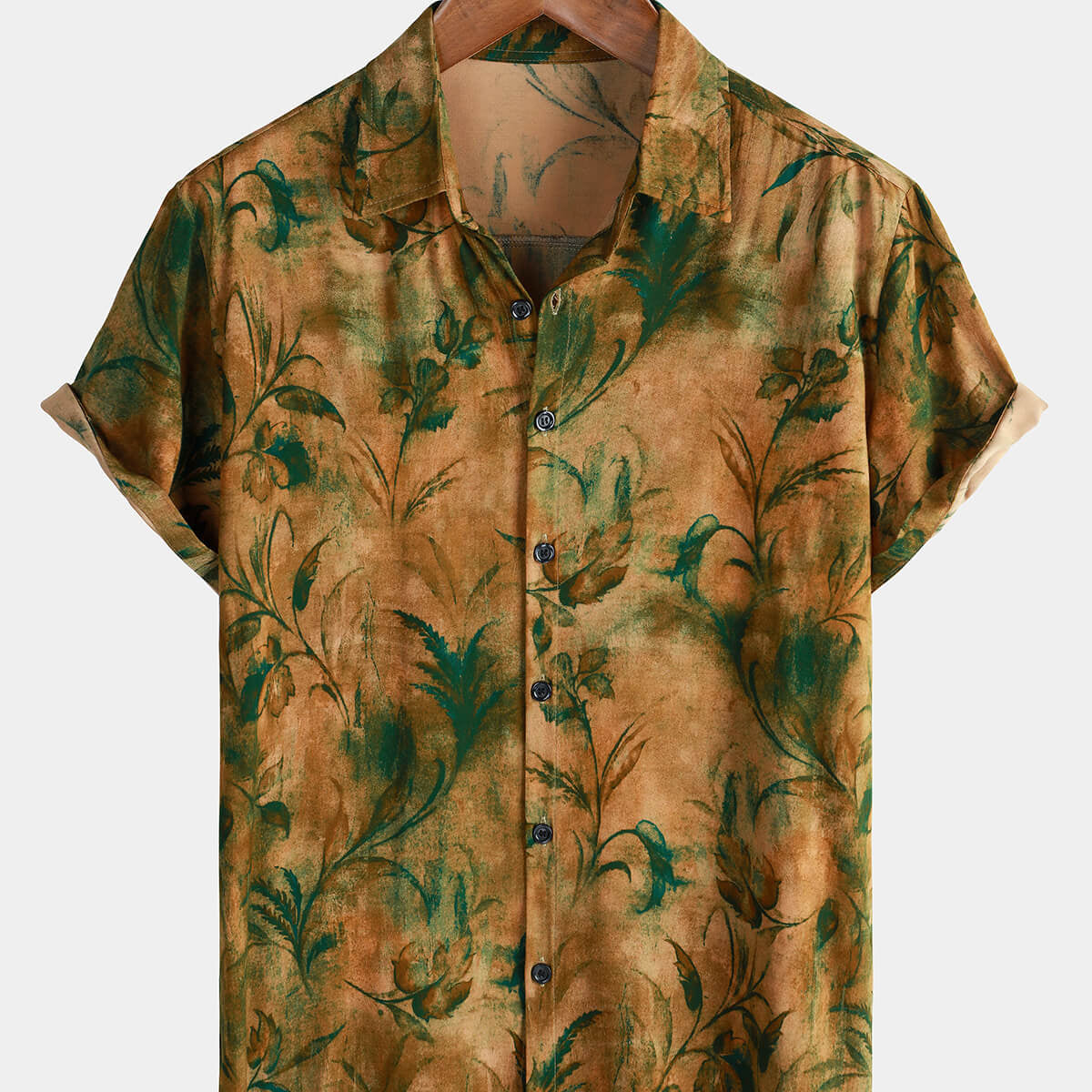 Men's Vintage Holiday Casual Summer Floral Short Sleeve Button Up Shirt