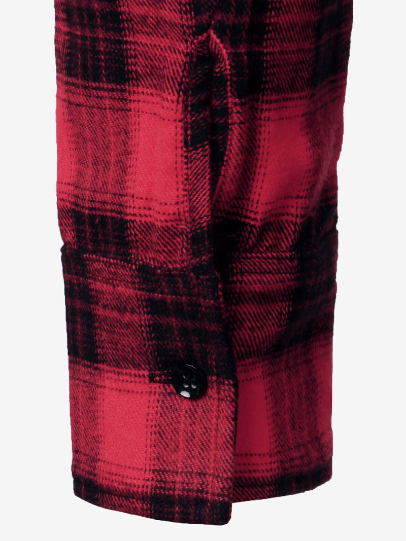 Men's Plaid Flannel Patchwork Denim Casual Button Up Long Sleeve Shirt