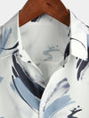 Men's Summer Casual Geometric Art Short Sleeve Holiday Button Up Shirt