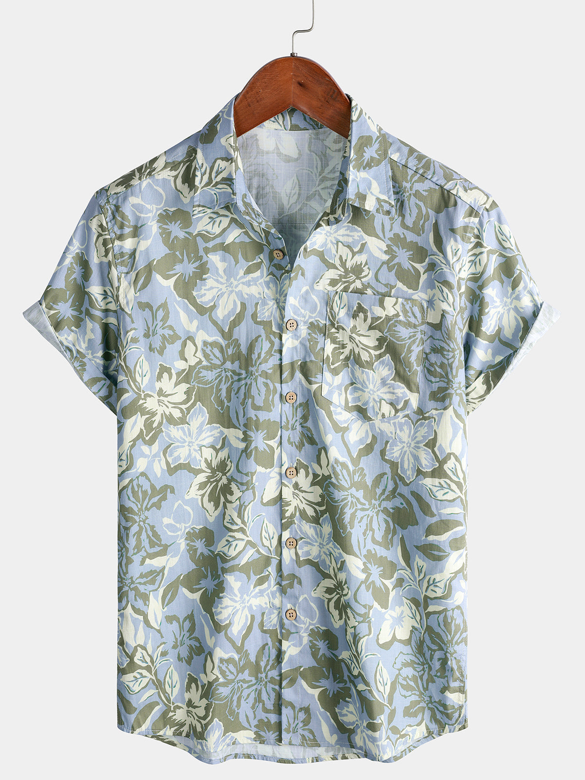 Men’s Hawaiian Floral Print Short Sleeve Breathable Cool Casual Vacation Summer Shirt