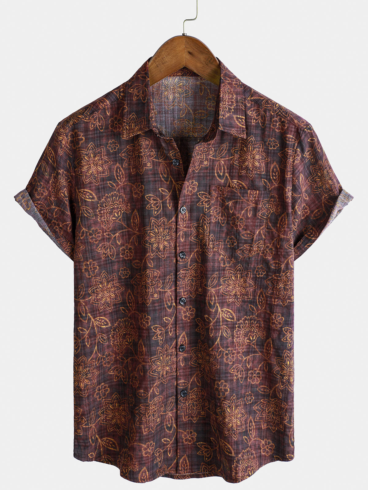 Men's Retro Paisley Print Summer Holiday Casual Short Sleeve Shirt