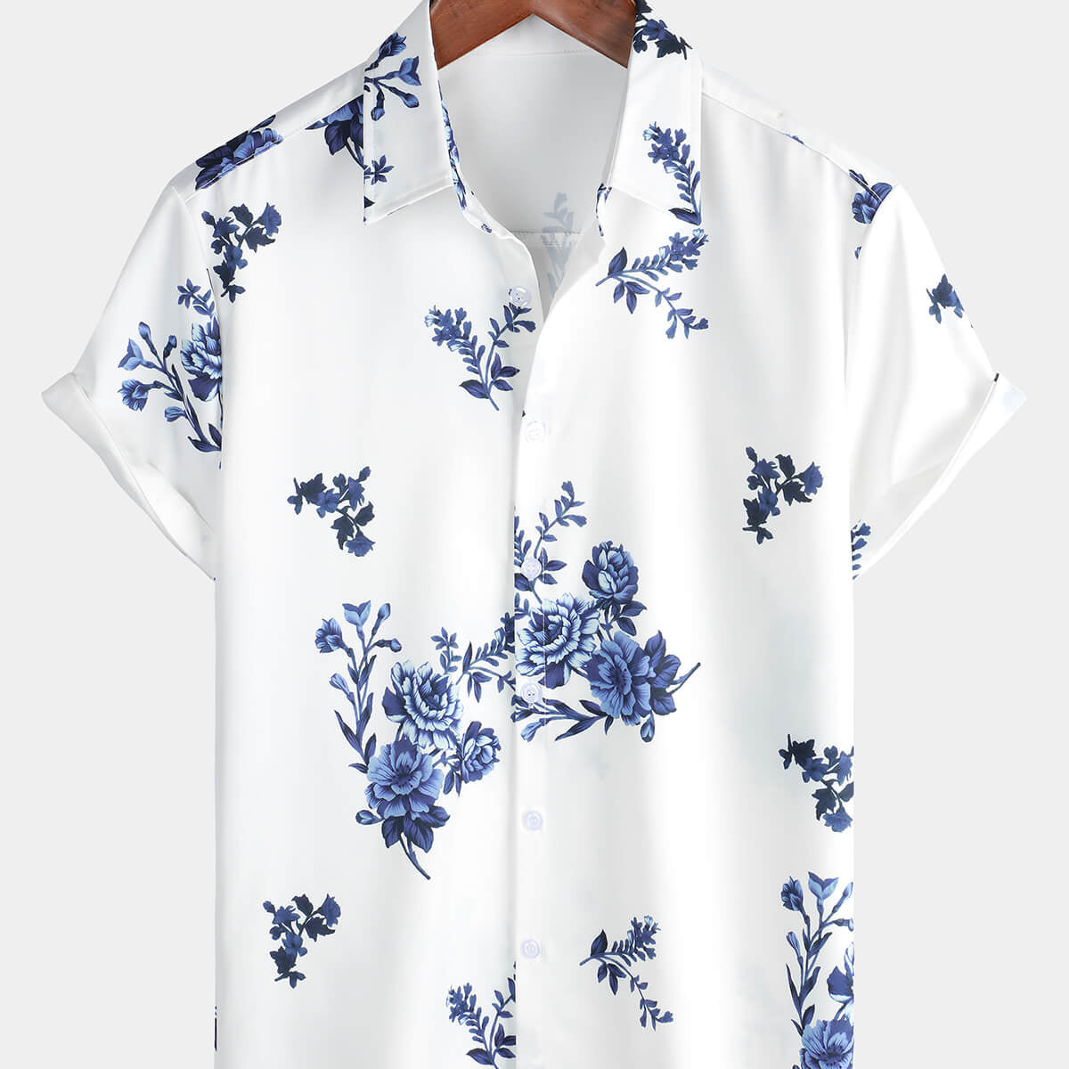 Men's Floral Summer Hawaiian Casual Short Sleeve Button Up Shirt
