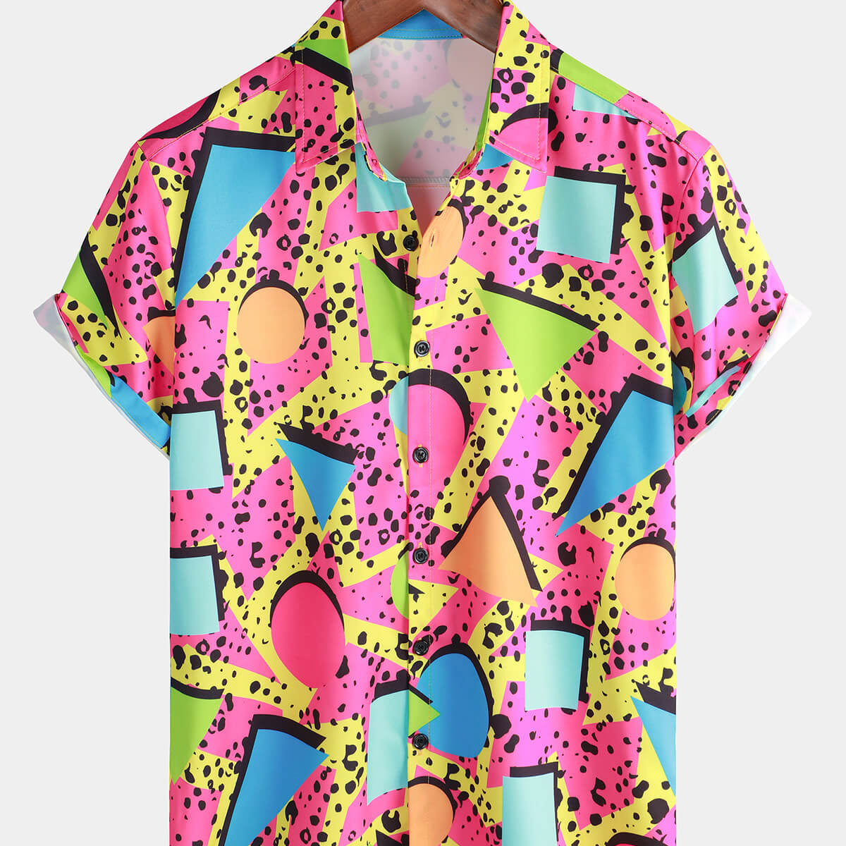 Men's Hawaiian 90s Funny Disco Party Short Sleeve Button Up Shirt