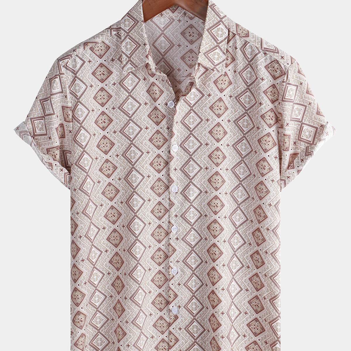 Men's Casual Vintage Summer Short Sleeve Button Up Shirt
