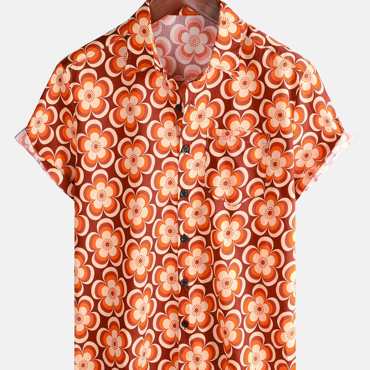 Men's Summer 70s Geometric Summer Beach Cool Short Sleeve Shirt