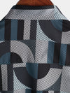 Men's Summer Cool Vintage Geometric Art Print Button Up Short Sleeve Shirt