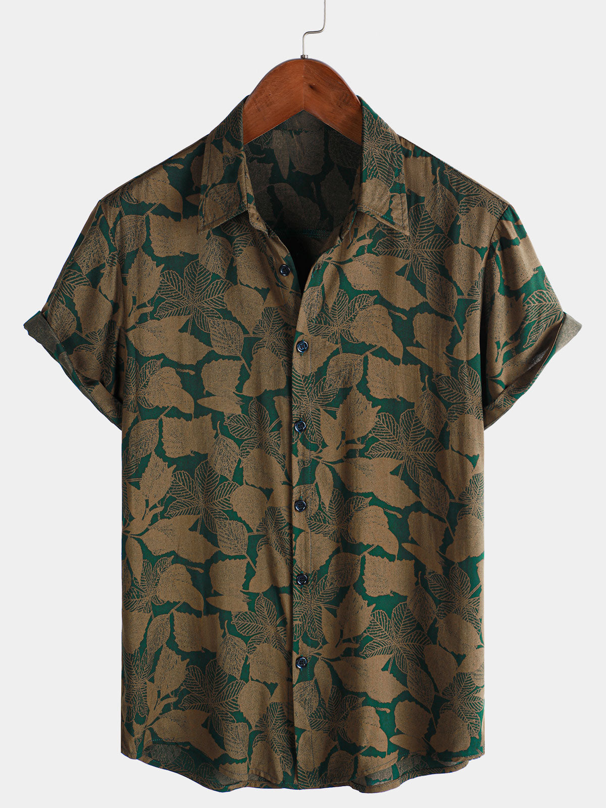 Men's Hawaiian Vintage Green Summer Beach Short Sleeve Shirt